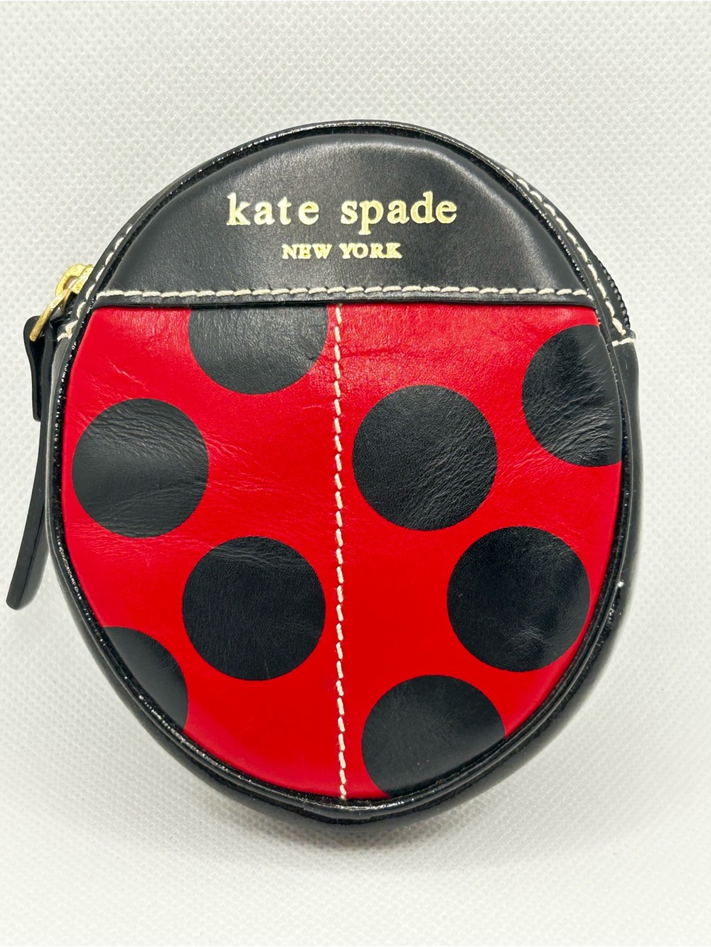 Kate Spade Ladybug Coin Purse Red Black Leather HTF w/ Original Tag
